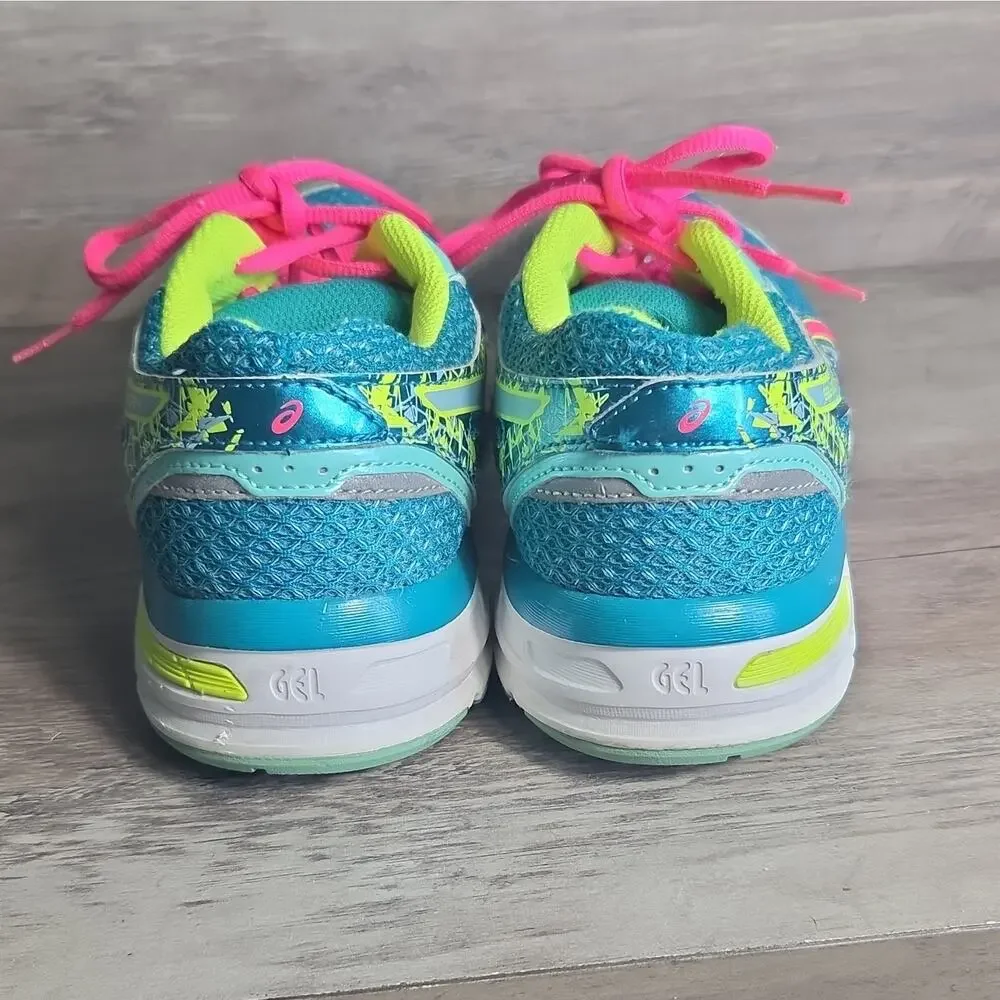 ASICS T6E8N Womens 8.5 Low Top Lace-Up Running Sneakers Blue Pink Green Yellow